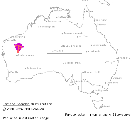 Pilbara robust slider (Lerista neander) distribution range map